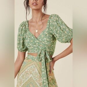 Spell Madame Peacock Sweetheart Blouse in Emerald